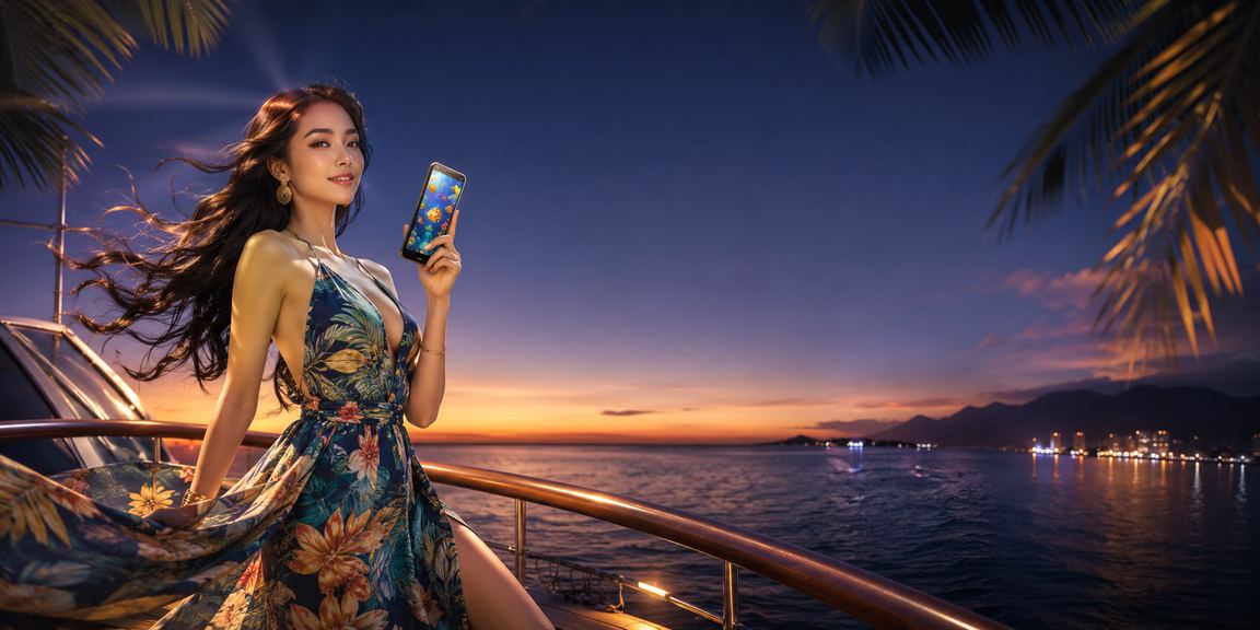 Người dùng Đà Nẵng xem trò chơi giải trí trên điện thoại gần bãi biển